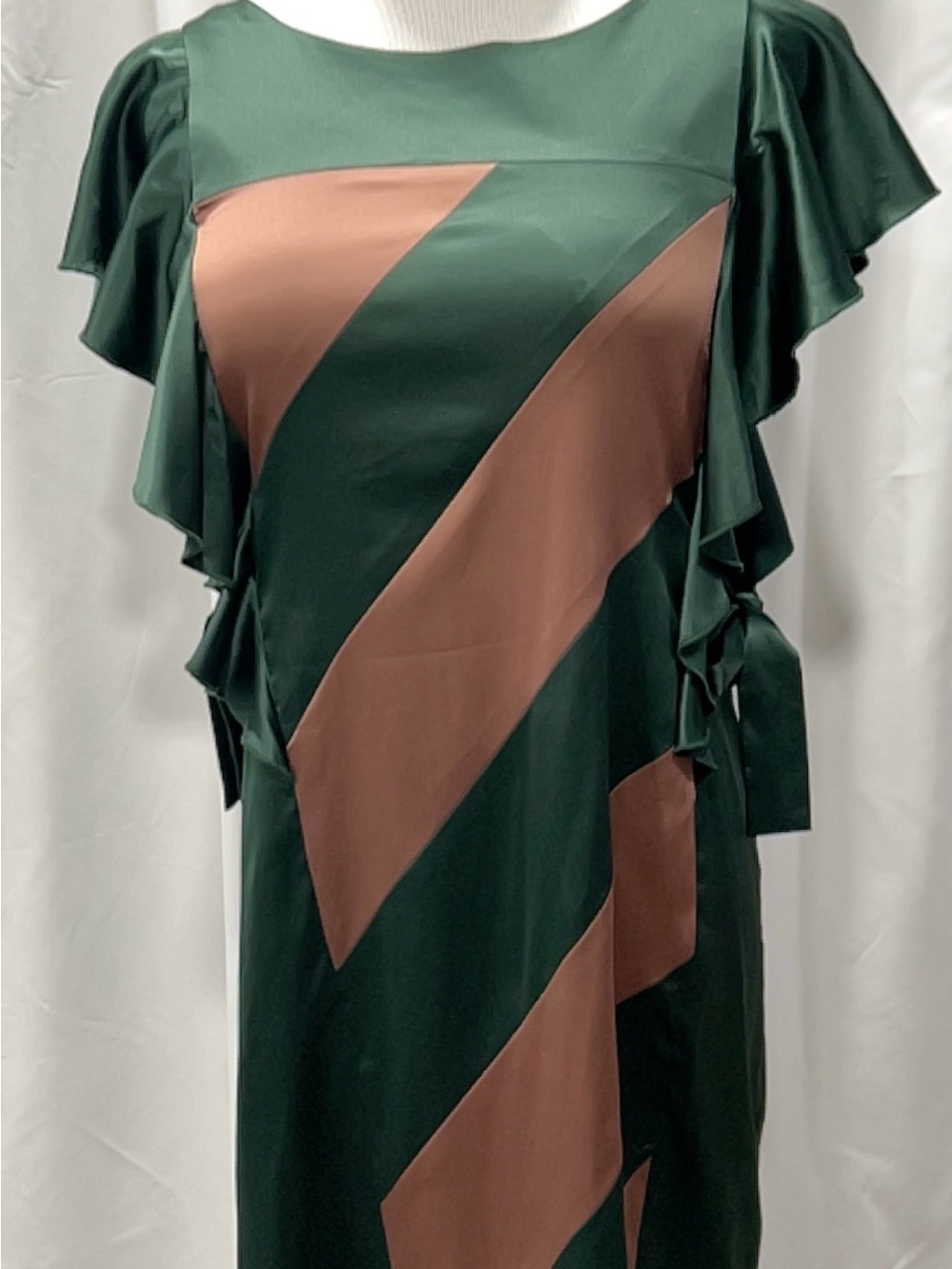 Gianfranco Ferre Forma Green Silk Designer Cocktail Dress Italy Medium Vintage